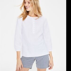 Boden Blue White Striped Linen Cuffed Shorts Size‎ 16